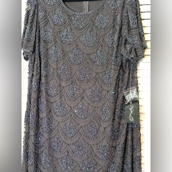 NWT Pisarro Nights Beaded Embellished Short Sleeve Midi Dress 18W,22W - Picture 7 of 12